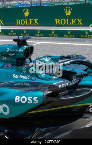 Montmelò, Barcelona Spanien - 06 23 2024: F1-Fahrer und Formel-1-Autos beim spanischen GP Spanien 2024 Stockfoto