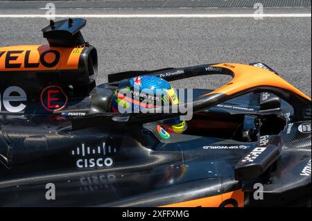 Montmelò, Barcelona Spanien - 06 23 2024: F1-Fahrer und Formel-1-Autos beim spanischen GP Spanien 2024 Stockfoto