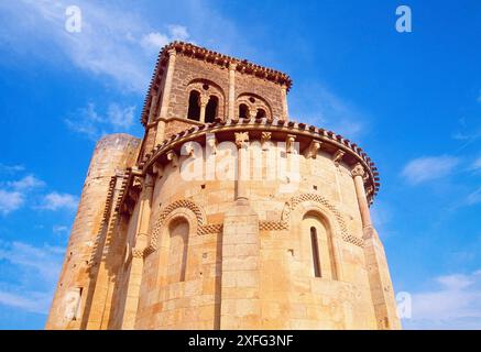 Apsis von San Pedro de Tejada romanische Kirche. Puentearenas, Burgos Provinz Kastilien-Leon, Spanien. Stockfoto