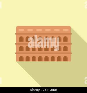 Flaches Design des kolosseums in rom, italien, das einen langen Schatten wirft Stock Vektor