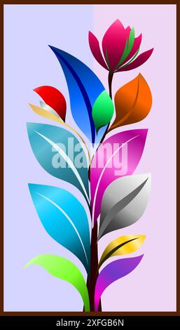 Blume Aquarell Kunst Triptychon Wand Kunst Vektor. Abstrakter Kunsthintergrund mit süßen orangen und rosa Blumensträußen, Wildblumen- und Blatthandfarbe Stock Vektor