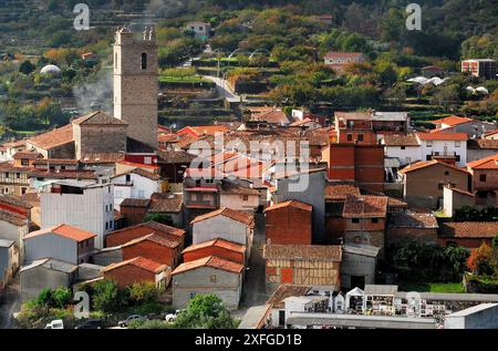 Pfarrkirche San Lorenzo Martyr, Garganta de la Olla, Caceres, Extremadura, Spanien Stockfoto