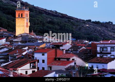 Pfarrkirche San Lorenzo Martyr, Garganta de la Olla, Caceres, Extremadura, Spanien Stockfoto