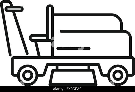 Liniensymbol einer Straßenkehrmaschine mit moderner Technologie Stock Vektor