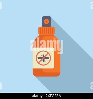 Orangefarbene Sprühflasche zum Schutz vor Malaria mit durchgestrichenem Moskitonymbol Stock Vektor