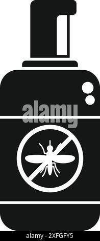 Schwarze Silhouette einer Sprühflasche zum Schutz vor Insekten, ideal zur Darstellung von Mückenschutzmitteln Stock Vektor