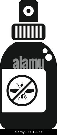 Schwarz-weißes Symbol einer Sprühflasche zum Schutz vor Mücken Stock Vektor
