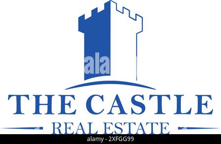 Das Schloss Logo, Symbol und Illustration für Immobilien. Stock Vektor