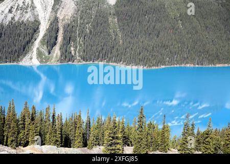 Peyto Lake, British Columbia von der Aussichtsplattform in der Nähe des Highway 93. Stockfoto