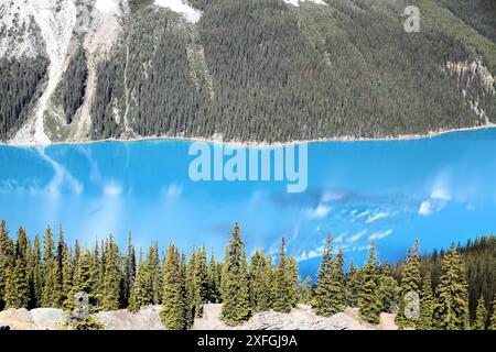 Peyto Lake, British Columbia von der Aussichtsplattform in der Nähe des Highway 93. Stockfoto