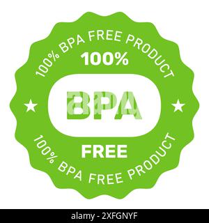 BPA-freies Etikett, Bisphenol A und Phthalate freies Produkt, ungiftiges Kunststoffemblem, Vektor Stock Vektor