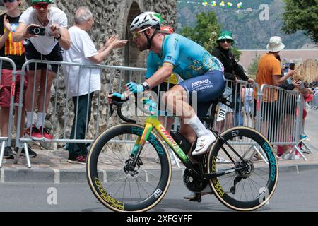 Mark Cavendish auf der fünften Etappe der Tour de France 2024 stellte mit 35 Etappensiegen einen historischen Rekord auf Stockfoto