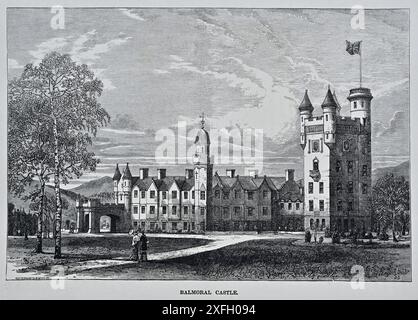 Balmoral Castle, Schottland, Vintage-Stich aus den 1800er Jahren Stockfoto