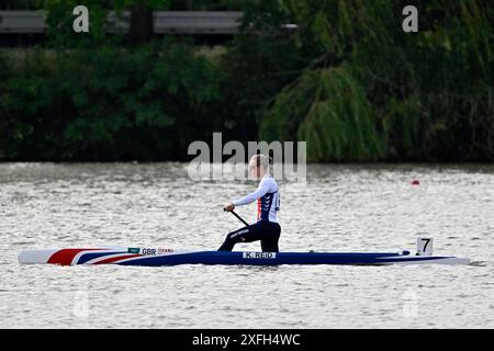 Szeged. Ungarn. 12. Mai 2024. Die ICF 2024 Canoe Sprint World Cup und Paracanoe World Championships. Szeged Olympic Wasserpark. Katie Reid (GBR) während der Paracanoe-Weltmeisterschaft/Kanu-Sprint-Weltmeisterschaft in Szeged, Ungarn. Stockfoto