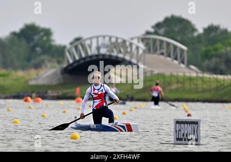 Szeged. Ungarn. 12. Mai 2024. Die ICF 2024 Canoe Sprint World Cup und Paracanoe World Championships. Szeged Olympic Wasserpark. Katie Reid (GBR) während der Paracanoe-Weltmeisterschaft/Kanu-Sprint-Weltmeisterschaft in Szeged, Ungarn. Stockfoto