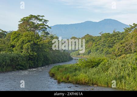 Blick über den Sarapiqui Fluss in La Virgen in Costa Rica Stockfoto