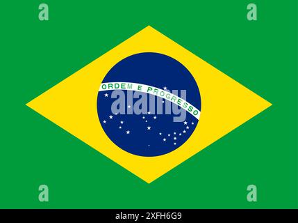 Flagge von Brasilien. Vektorflagge mit offiziellen Farben und korrekter Proportion Stock Vektor