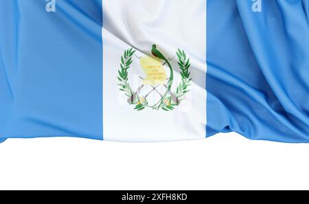 Flagge von Guatemala isoliert auf weißem Hintergrund mit Kopierraum unten. 3D-Rendering Stockfoto