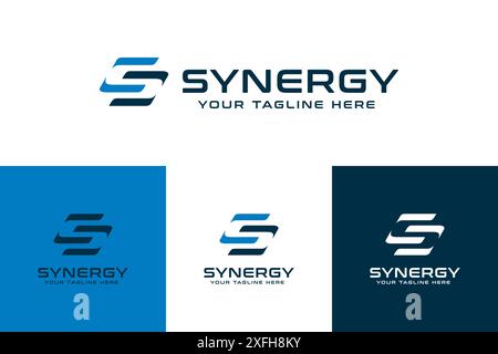 Synergy-Logo, Konzept von zwei oder mehr Einheiten, die zusammen arbeiten. Ineinander greifende Kreise symbolisieren das Zusammenkommen verschiedener Elemente Stock Vektor