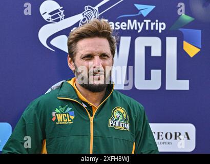 Edgbaston, Birmingham, Großbritannien. Juli 2024. World Championship of Legends T20 Cricket League, Pakistan Champions versus Australia Champions; Shahid Afridi of Pakistan Credit: Action Plus Sports/Alamy Live News Stockfoto