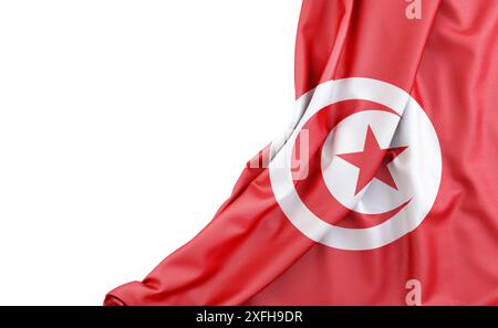 Flagge von Tunesien mit leerem Platz links. Isoliert. 3D-Rendering Stockfoto