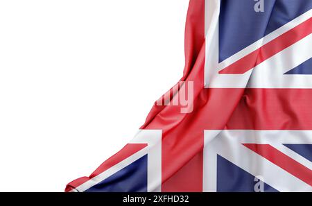 Flagge des Vereinigten Königreichs mit Leerzeichen auf der linken Seite. Isoliert. 3D-Rendering Stockfoto