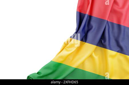 Flagge von Mauritius mit leerem Platz auf der linken Seite. Isoliert. 3D-Rendering Stockfoto