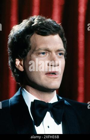 Moderator der US-amerikanischen Talkshow David Letterman, Kopf-und-Schulter-Porträt, Bernard Gotfryd, 1982 Stockfoto