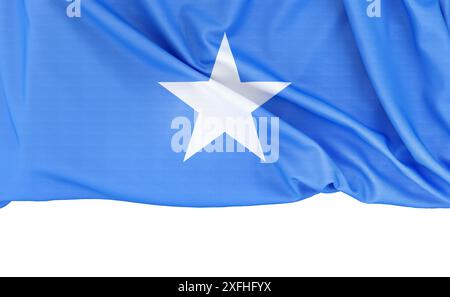 Flagge von Somalia auf weißem Hintergrund mit Kopierraum unten. 3D-Rendering Stockfoto