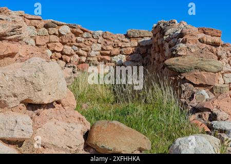 Mauerwerk der Zimmer zu Tuzigoot Pueblo Ruinen Stockfoto