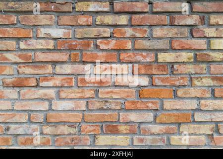 Nahaufnahme der rustikalen Ziegelmauer Stockfoto
