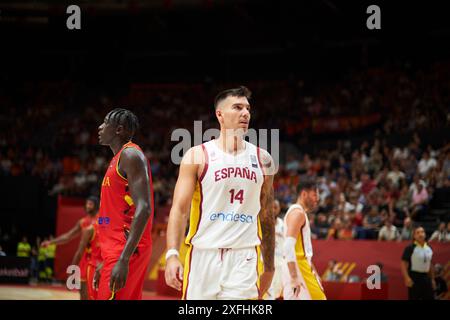 Willy Hernangomez vom spanischen Team, das während des Spiels zwischen Spanien und Angola im Olympischen Qualifikationsturnier der FIBA Spanien 2024 Group pha in Aktion war Stockfoto