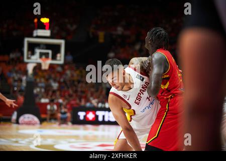 Willy Hernangomez vom spanischen Team, das während des Spiels zwischen Spanien und Angola im Olympischen Qualifikationsturnier der FIBA Spanien 2024 Group pha in Aktion war Stockfoto