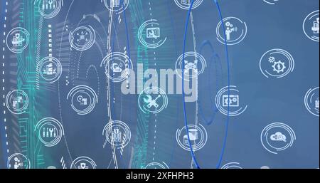 Bild von Geschäftssymbolen über Scans Stockfoto