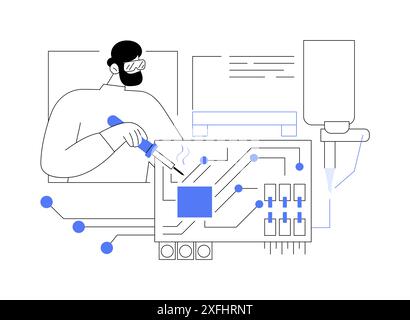 Lötplatinen abstrakte Konzeptvektorillustration. Stock Vektor