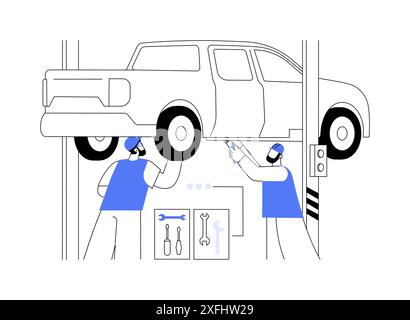 Abbildung des abstrakten Konzepts des Vektors der Fahrzeugmontage. Stock Vektor