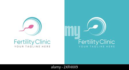 Logo der Fertilitätsklinik. Sperma Symbole Gesundheit Fruchtbarkeit Schwangerschaft Frauen. Logo Design Vektor Stock Vektor