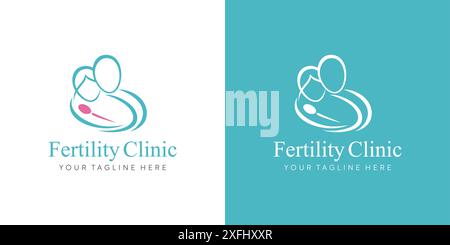 Logo der Fertilitätsklinik. Sperma Symbole Gesundheit Fruchtbarkeit Schwangerschaft Frauen. Logo Design Vektor Stock Vektor