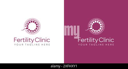 Logo der Fertilitätsklinik. Sperma Symbole Gesundheit Fruchtbarkeit Schwangerschaft Frauen. Logo Design Vektor Stock Vektor