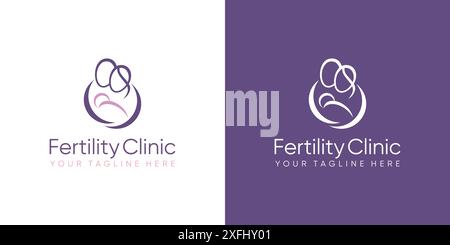 Logo der Fertilitätsklinik. Sperma Symbole Gesundheit Fruchtbarkeit Schwangerschaft Frauen. Logo Design Vektor Stock Vektor