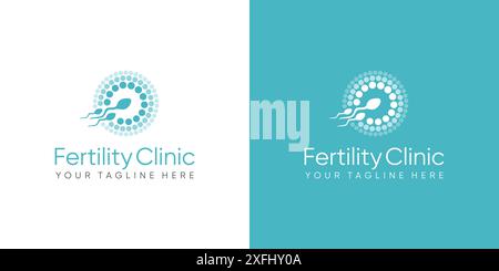 Logo der Fertilitätsklinik. Sperma Symbole Gesundheit Fruchtbarkeit Schwangerschaft Frauen. Logo Design Vektor Stock Vektor