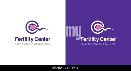 Logo der Fertilitätsklinik. Sperma Symbole Gesundheit Fruchtbarkeit Schwangerschaft Frauen. Logo Design Vektor Stock Vektor