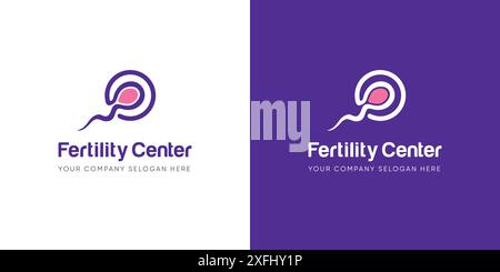 Logo der Fertilitätsklinik. Sperma Symbole Gesundheit Fruchtbarkeit Schwangerschaft Frauen. Logo Design Vektor Stock Vektor