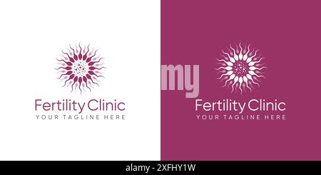 Logo der Fertilitätsklinik. Sperma Symbole Gesundheit Fruchtbarkeit Schwangerschaft Frauen. Logo Design Vektor Stock Vektor