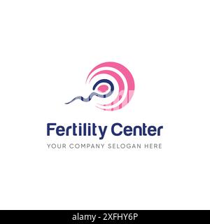 Logo der Fertilitätsklinik. Sperma Symbole Gesundheit Fruchtbarkeit Schwangerschaft Frauen. Logo Design Vektor Stock Vektor