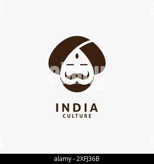 Mann im Turban für indisches Kultur-Logo-Design Stock Vektor