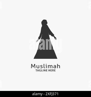 Silhouette mit Logo für muslimische Frauen Stock Vektor