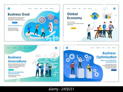 Satz kreativer Website-Vorlage von Business Concepts, moderne flache Design-Vektor-Illustration Stock Vektor