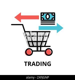 Konzept des Handels Icon, moderne flache dünne Linie Design Vektor Illustration, für Grafik und Web Design Stock Vektor
