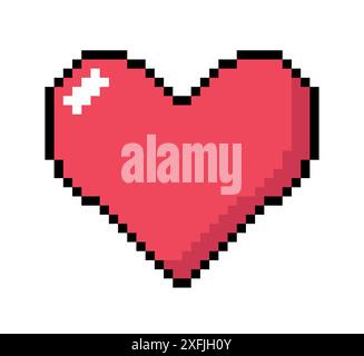 Rotes Herz-Emoticon-Symbol, Pixel-Kunst-Design-Vektor-Illustration Stock Vektor